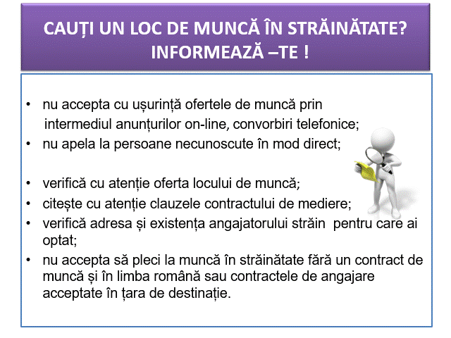 CAUȚI UN LOC DE MUNCĂ ÎN STRĂINĂTATE? INFORMEAZĂ –TE !